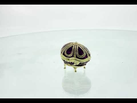 Bejeweled Purple Enamel Egg Figurine with Clock