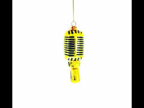 Shiny Golden Microphone Blown Glass Christmas Ornament