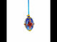 Sapphire with Red Floral Gemstone Embellishments Glass Egg Ornament