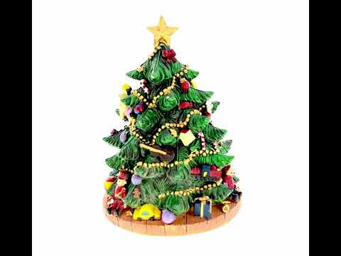 Árbol de mesa con melodía giratoria: figura de árbol de Navidad musical giratorio