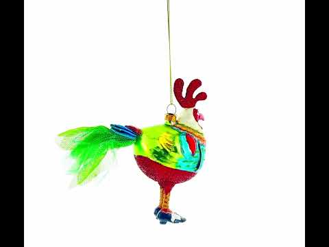 Hen in Dress and Shoes Blown Glass Christmas Ornament