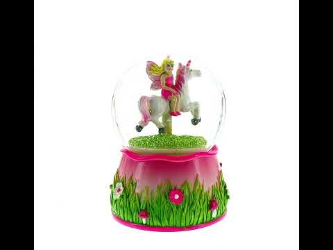 Unicorn Carousel with Fairy Musical Water Snow Globe