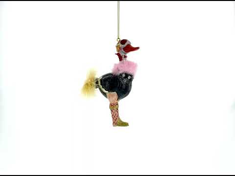 Chic Ostrich Blown Glass Christmas Ornament