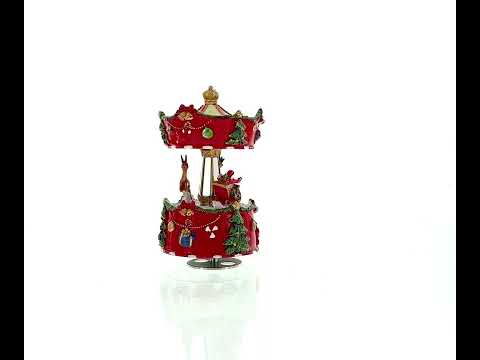 Merry Carousel Ride: Spinning Musical Christmas Figurine with Santa and Reindeer