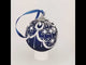 Serene Botanical: Delicate White Flowers Blossoming on a Tranquil Azure Blue Hand-Painted Blown Glass Ball Christmas Ornament 3.25 Inches
