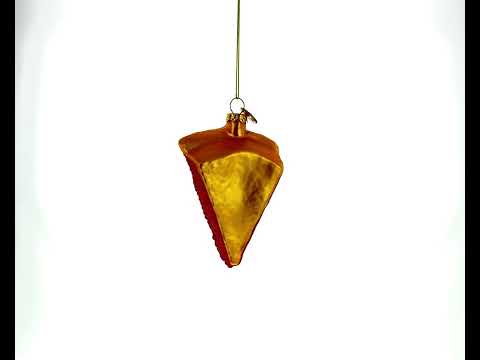 Delectable Cherry Pie Slice Blown Glass Christmas Ornament