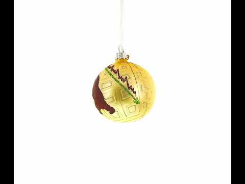 Bear and Bull on Wall Street Blown Glass Ball Christmas Ornament 3.25 Inches