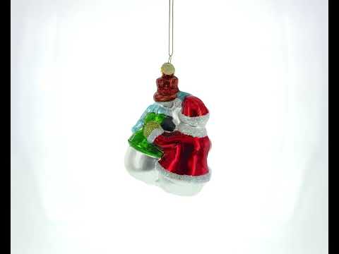 Snowman Family with Baby Blown Glass Christmas Ornament