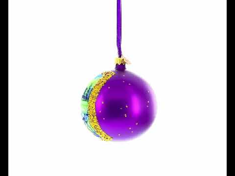 Adorno navideño con bola de cristal con pintura de campo de iris, 4 pulgadas