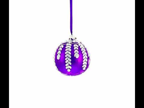 White Vines Entwined on a Lavender Dreamscape Glass Ball Christmas Ornament 3.25 Inches