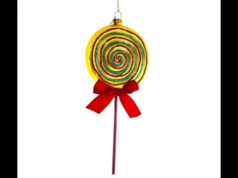 Colorful Lollipop on Stick Food Glass Christmas Ornament