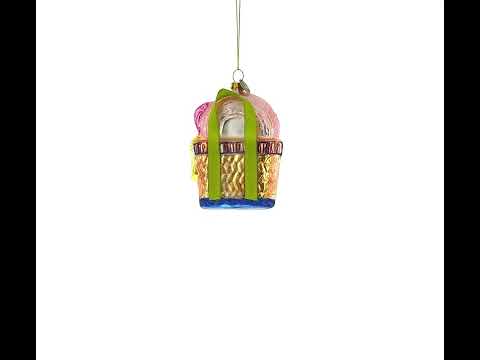 Beach Season Bag Blown Glass Christmas Ornament