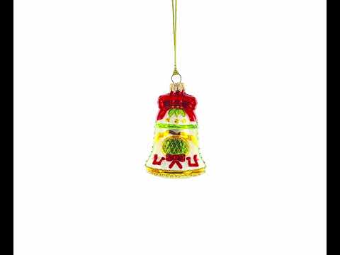 Mini adorno navideño de cristal con forma de campana decorada