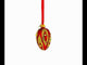 Red with Gold and Green Glitter Flame Design Mini Glass Egg Ornament 2.9 Inches