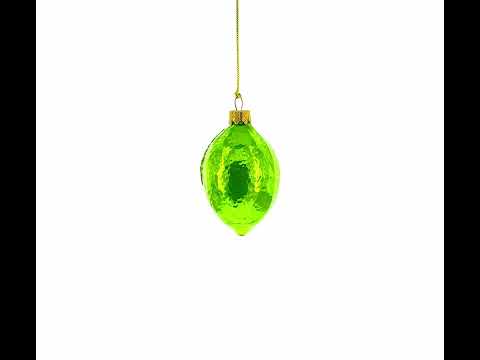 Lime with Shiny Leaf Glass Christmas Ornament