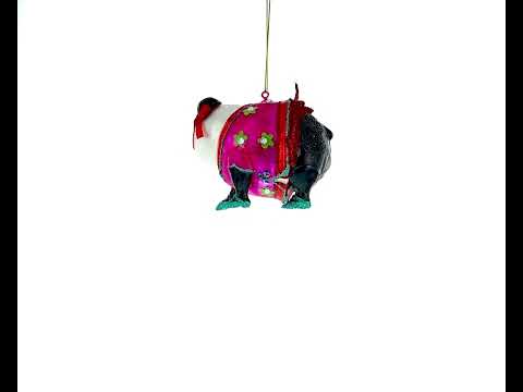 Panda festivo con vestido colorido - Adorno navideño de vidrio soplado