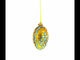 Blue Flowers on Gold Glass Egg Ornament 4 Inches