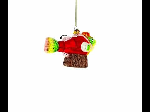 Quirky Fish in Hat Gone Fishing Glass Christmas Ornament