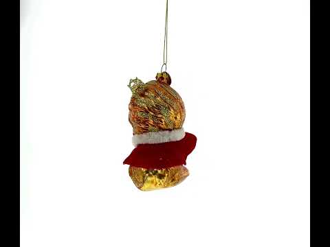 Regal Lion in Scarlet Cape Blown Glass Christmas Ornament