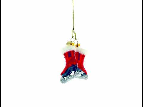 Red Skates Blown Glass Christmas Ornament