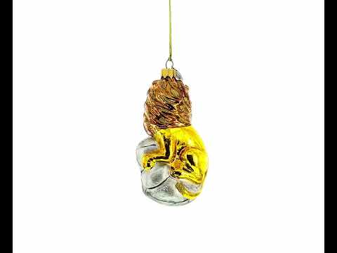 Lion Sitting on The Rock Mini Glass Christmas Ornament