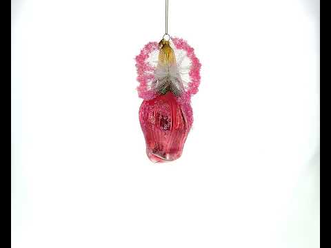 Enchanting Fairy in a Rose Dress - Blown Glass Christmas Ornament