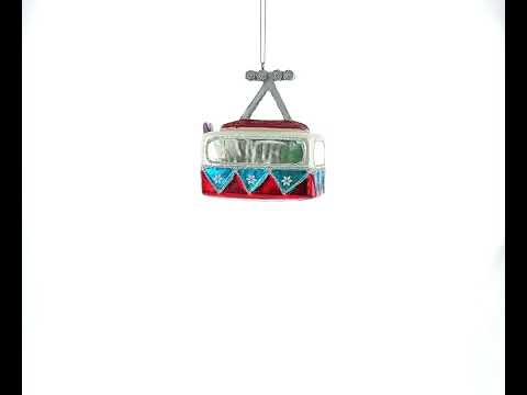 Santa and Friends in a Gondola Lift Glass Christmas Ornament