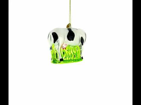 Nurturing Cow with Calf Blown Glass Christmas Ornament