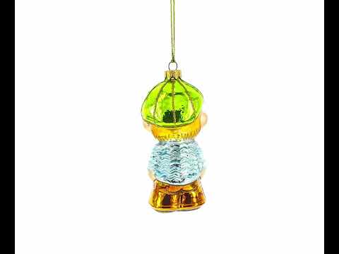 Toddler Boy With Pacifier Mini Glass Christmas Ornament