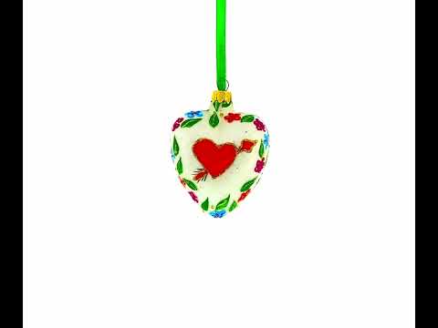 Arrow In Red Heart Valentine's Day Glass Ornament