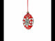 Diamond Star on Red Glass Egg Christmas Ornament 4 Inches