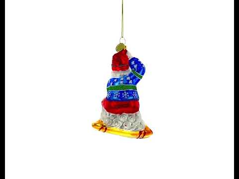 Sporty Santa on Snowboard - Blown Glass Christmas Ornament