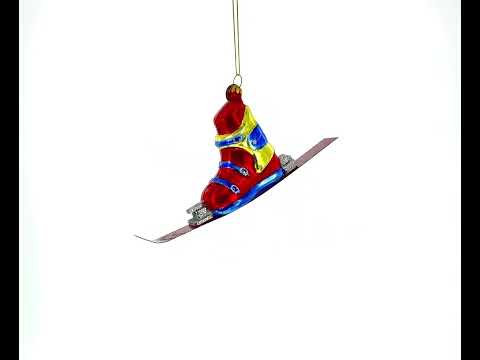 Ski Boot Blown Glass Christmas Ornament