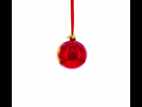 African Sunset with Giraffe and Tree Glass Ball Christmas Ornament 3.25 Inches