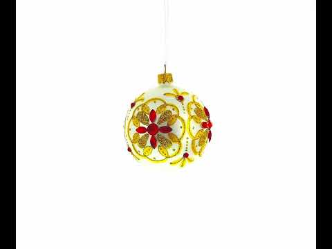 Bejeweled Star Handcrafted Glass Ball Christmas Ornament 3.25 Inches