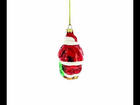 Santa with 3 Puppies Mini Glass Christmas Ornament