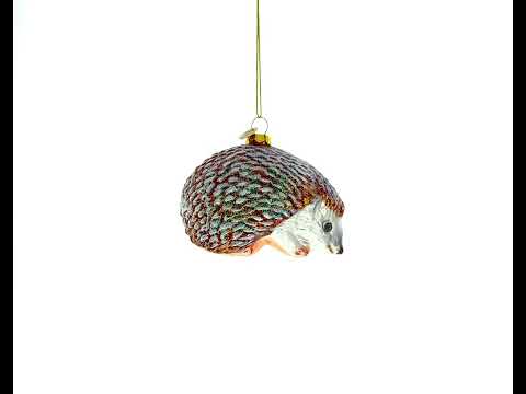 Sparkling Hedgehog Blown Glass Christmas Ornament