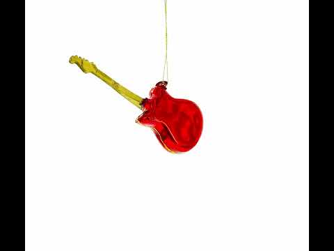 Red Electric Guitar Glass Christmas Ornament