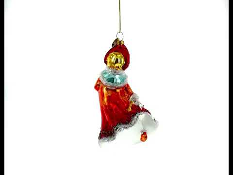 Festive Snow Maiden in Red Blown Glass Christmas Ornament