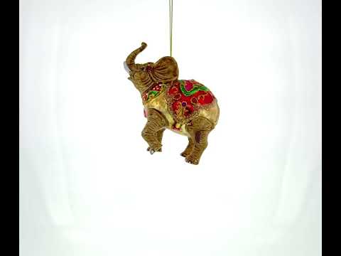 Whimsical Circus Elephant Blown Glass Christmas Ornament