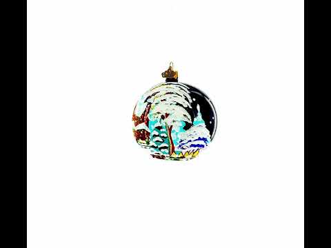 Snow Covered Winter Village Glass Ball Christmas Ornament 4 Inches