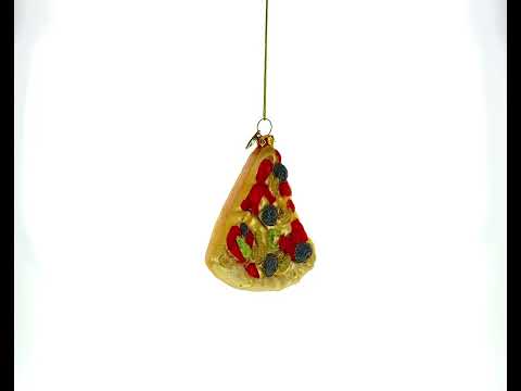 Delicious Slice of Pepperoni Pizza - Blown Glass Christmas Ornament
