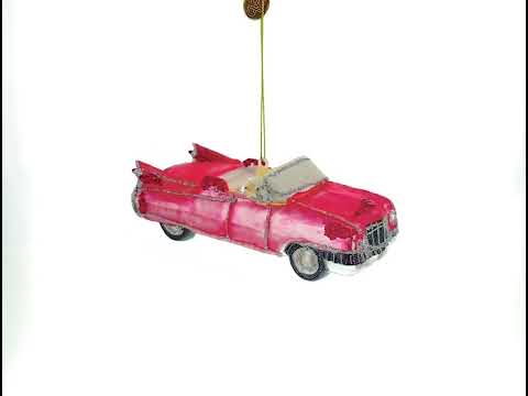 Classic Convertible Retro Car Blown Glass Christmas Ornament