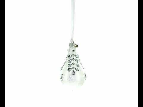 Diamonds on Clear Waterdrop Finial Glass Christmas Ornament