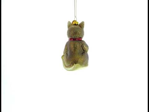 Creative Cat with Crayons - Blown Glass Christmas Ornament
