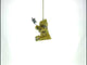 Gold Teddy Bear with a Sparkling Red Bow -Resin Christmas Ornament