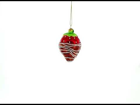 Chocolate-Dipped Strawberry Blown Glass Christmas Ornament