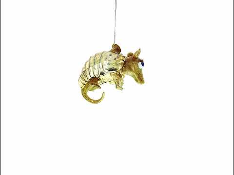 Armadillo Blown Glass Christmas Ornament