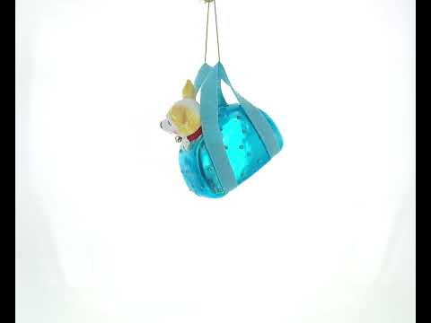 Corgi Dog in Bag Blown Glass Christmas Ornament