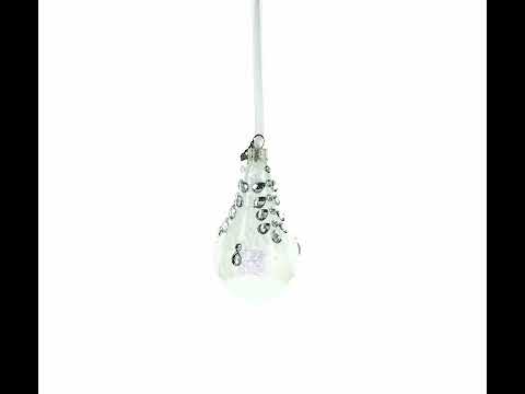 Diamonds on Clear Waterdrop Finial Glass Christmas Ornament